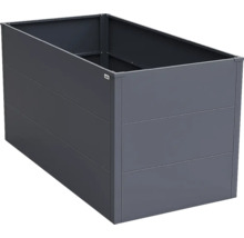 Carré potager rectangulaire en métal anthracite.