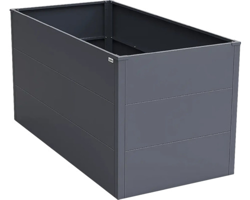 Carré potager rectangulaire en métal anthracite.