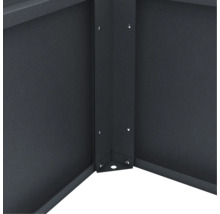 Raccord d'angle en métal avec vissage pour carrés potagers ou bacs à plantes.