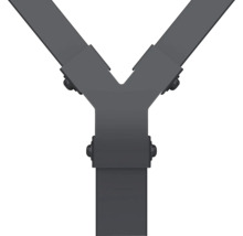 Connecteur en Y en métal gris foncé pour poteaux rectangulaires avec fixations par vis.