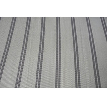 Nahaufnahme eines gewebten Stoffes mit vertikalem Streifenmuster.