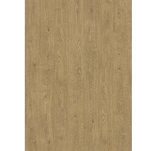 Revêtement de sol stratifié aspect chêne avec veinures et nœuds.