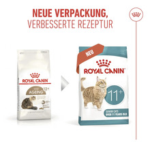 Royal Canin nourriture pour chats seniors de plus de 11 ans en nouvel emballage avec une recette améliorée.