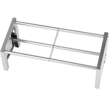 Étagère à chaussures extensible en métal avec trois barres télescopiques.