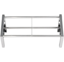 Étagère à chaussures extensible en métal chromé avec trois barres.