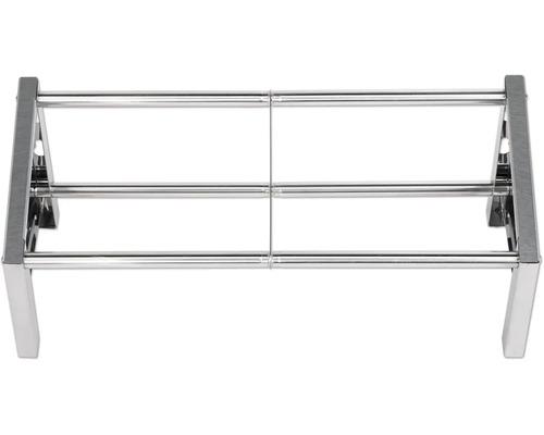 Étagère à chaussures extensible en métal chromé avec trois barres.