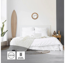 Wanduhr mit Vogelmotiven in hellem Schlafzimmer, Durchmesser 25 Zentimeter, batteriebetrieben