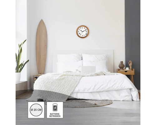 Wanduhr mit Vogelmotiven in hellem Schlafzimmer, Durchmesser 25 Zentimeter, batteriebetrieben