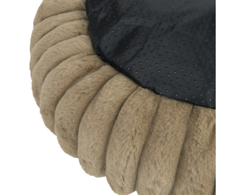 Panier pour animaux avec fond antidérapant et bord en peluche douce à l'aspect nervuré