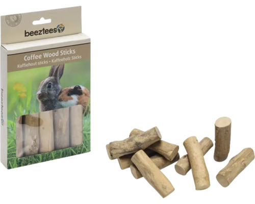 Beeztees Kaffeeholz-Sticks für Nagetiere wie Kaninchen und Meerschweinchen, natürliche Knabberhölzer in verschiedenen Größen.