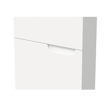 Weisse Schrankfront mit integrierter Griffmulde.