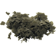 Nourriture pour poissons en flocons, flocons fins de forme irrégulière.