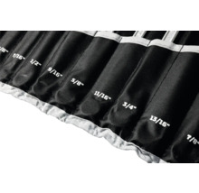 Trousse à outils en textile avec compartiments étiquetés pour clés en pouces.