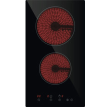 Glaskeramik-Kochfeld mit zwei Kochzonen und Touch-Bedienfeld inklusive Timer-Funktion.