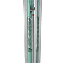 Détail d'un bras en aluminium de séchoir rotatif avec système de retrait des fils vert et levier rouge.