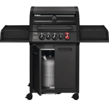 Barbecue à gaz Enders Monroe Pro avec hublot, thermomètre, cinq boutons de réglage et armoire de base pour bouteille de gaz.