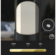 Lampe LED portable avec fonction de gradation de l'intensité à 100 pour cent, 50 pour cent et 10 pour cent.