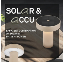 Lampe de table moderne avec panneau solaire et alimentation par batterie et un socle rainuré.