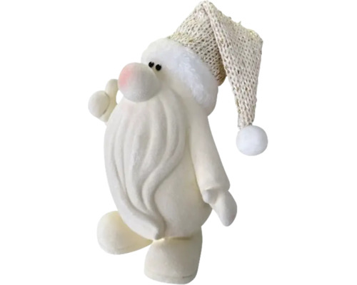Weihnachtsfigur Wichtel mit Zipfelmütze und langem Bart aus Textil.