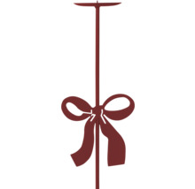 Roter Kerzenstecker aus Metall mit einer dekorativen Schleife für den Garten oder Blumentopf.