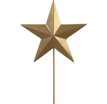 Goldfarbener Dekorationsstern am Stab für Gestecke oder Pflanzen.
