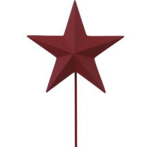 Gartenstecker Stern aus Metall in Rot mit facettierter Oberfläche.