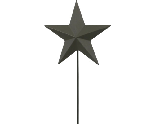 Deko-Stern am Stab aus Metall, fünfzackig, Dunkelgrau, Gartenstecker oder Pflanzstecker.