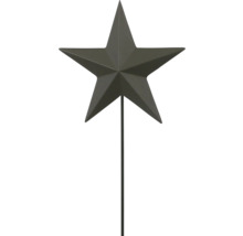 Gartenstecker Stern aus Metall in Anthrazit, dreidimensionales Design auf einem Stab.