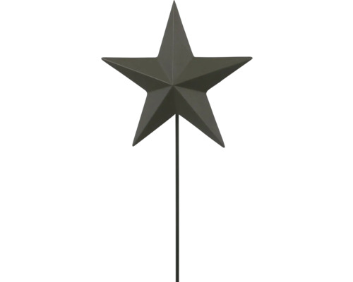 Gartenstecker Stern aus Metall in Anthrazit, dreidimensionales Design auf einem Stab.