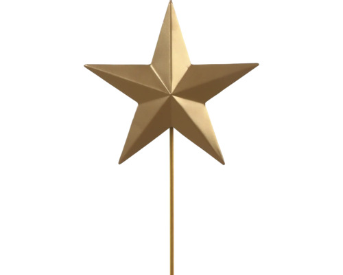 Goldfarbener Gartenstecker Stern aus Metall.