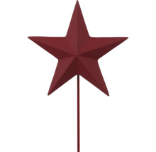 Dunkelroter Gartenstecker in Sternform aus Metall, fünfzackiger Stern für die Weihnachtsdekoration.