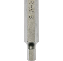 Sechskant-Bit aus Chrom-Vanadium-Stahl mit eingravierter Kennzeichnung Chrom-Vanadium 6.