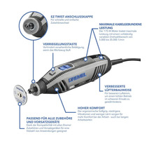 Outil multifonction Dremel 4250 avec embout EZ Twist, moteur de 175 watts, poignée ergonomique et conception de ventilateur améliorée.