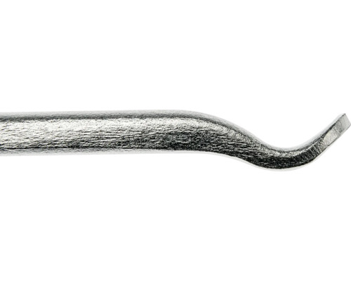 Vue detaillee de la pointe courbee une barre a mine en metal.