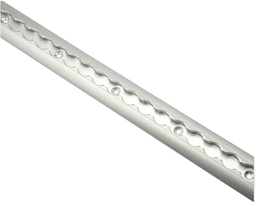 Rail d'arrimage semi-circulaire en aluminium pour la sécurisation du chargement avec trous de fixation.