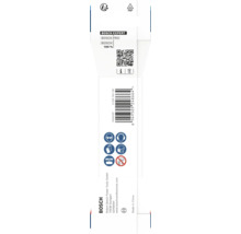 Emballage Bosch Expert verso avec code-barres, code QR, symboles de sécurité pour protections individuelles, Bosch Logo et informations de recyclage.