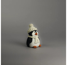 Figurine décorative pingouin avec bonnet et écharpe en tricot