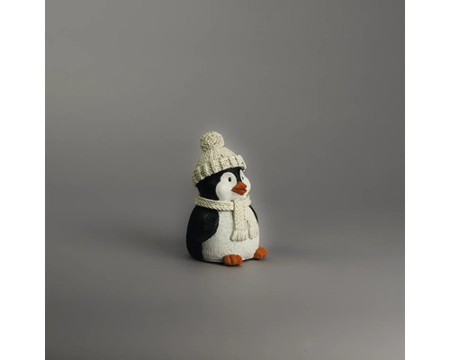 Figurine décorative pingouin avec bonnet et écharpe en tricot