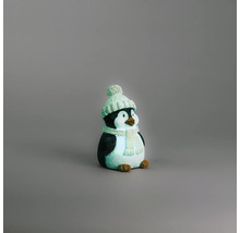 Figurine de décoration pingouin avec éclairage, bonnet et écharpe