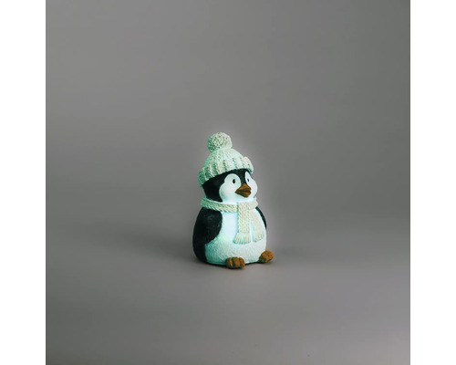 Figurine de décoration pingouin avec éclairage, bonnet et écharpe