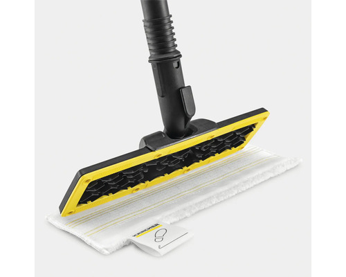 Suceur de sol pour nettoyeur à vapeur Kärcher EasyFix avec serpillère en microfibres et Kärcher Logo sur la languette.