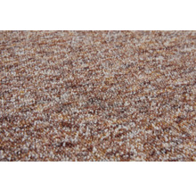 Surface de tapis texturée avec motif chiné en brun et beige.
