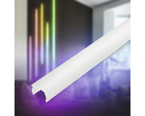 Weiße matte Kunststoffabdeckung für LED Profile zur Lichtdiffusion in einem modernen Wohnraum.