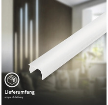 Weiße, gewölbte Kunststoffabdeckung für LED-Lichtleisten, Symbol für den Lieferumfang.