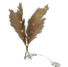Herbe de la pampa artificielle avec éclairage LED, 3 tiges, fonctionnement sur piles, pour l'intérieur.