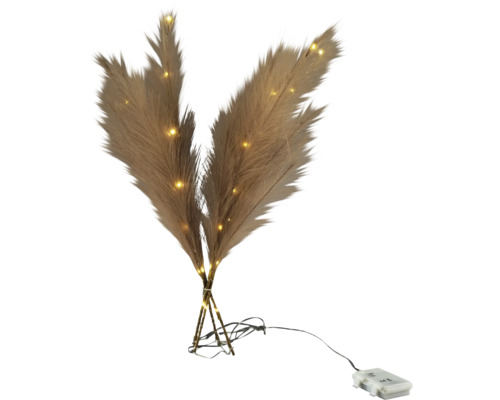 Herbe de la pampa artificielle avec éclairage LED, 3 tiges, fonctionnement sur piles, pour l'intérieur.