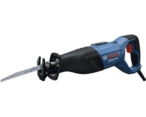 Scie sabre 18 Volt Bosch Professional bleue avec lame pour bois.