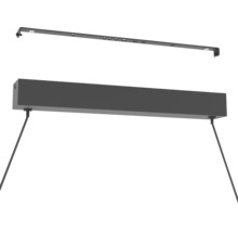 Baldaquin de plafond rectangulaire anthracite pour suspensions en métal avec rail de montage et deux câbles de suspension.