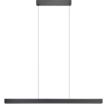 Suspension LED noire, design minimaliste, profilé métallique linéaire.