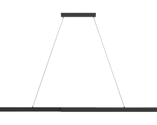 Suspension LED linéaire avec barre étroite et baldaquin rectangulaire.